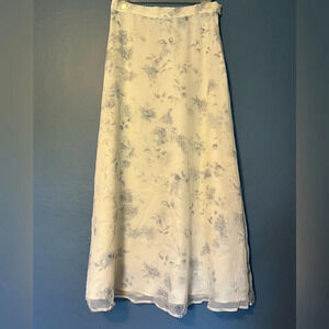 Bloomingdale's White and Gray Floral Maxi Skirt